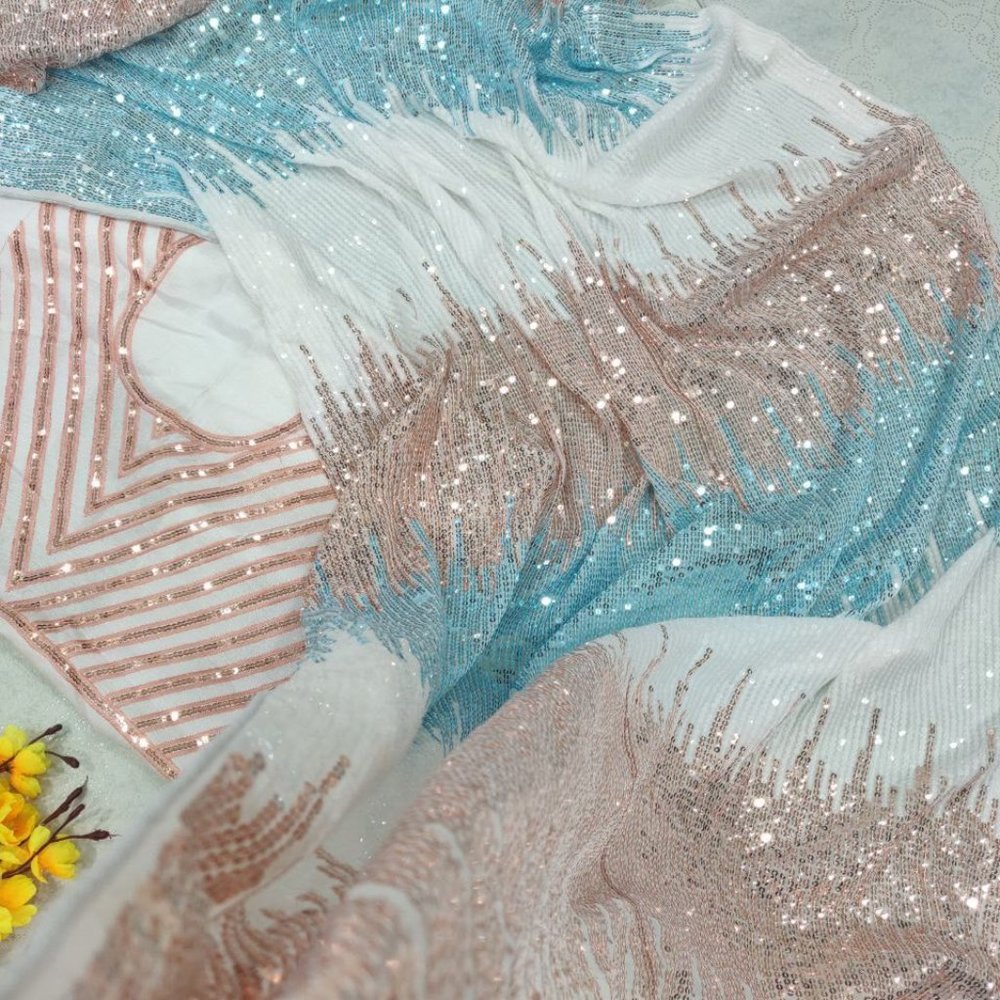 INDIAN PAKISTANI WEDDING DESIGNER SAREE BLOUSE NEW SARI BOLLYWOOD PARTY WEAR - Picture 3 of 6